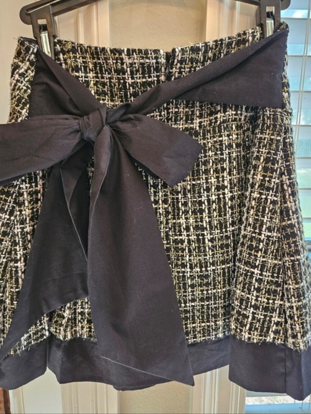 ASOS Black and White Tweed Mini Skirt With Bow Adore Fall Desired Retired Skirt